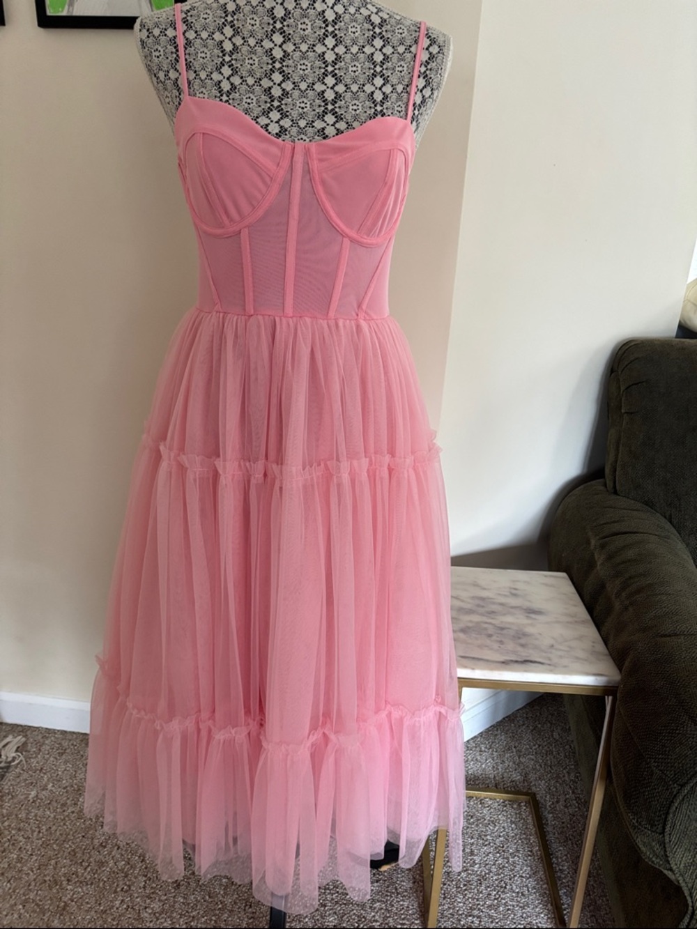 Forever 21 Pink Tulle Midi Dress